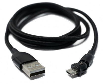 SYSTEM-S USB 2.0 cable 1 m Micro plug to 2.0 A socket 180° angle in black 
