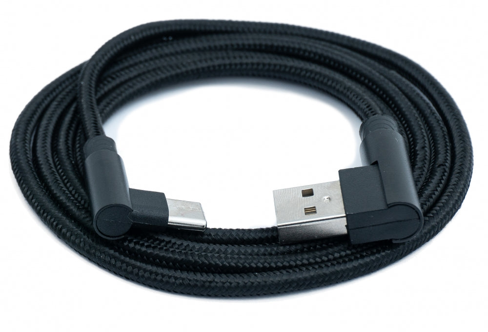 USB 3.1 Kabel 100 cm Typ C Stecker zu 2.0 A Stecker Winkel geflochten Schwarz | System-S