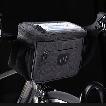 SYSTEM-S Fahrrad Tasche Lenker Befestigung wasserfest mit Flaschenhalter in Schwarz - DREIKS