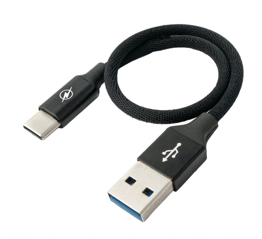 SYSTEM-S USB 3.1 Kabel 25cm Typ C Stecker zu 30 Typ A Stecker geflochten Adapter Schwarz - DREIKS