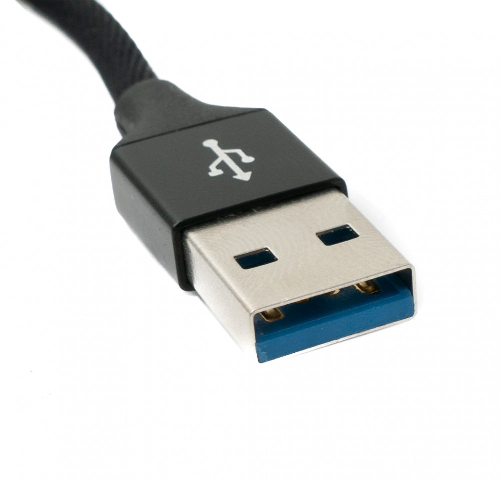 SYSTEM-S USB 3.1 Kabel 25cm Typ C Stecker zu 30 Typ A Stecker geflochten Adapter Schwarz - DREIKS