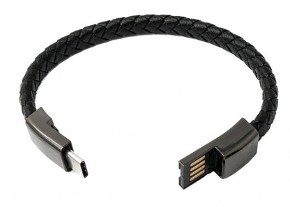 SYSTEM-S USB 3.1 Armband Kabel 22,5 cm Typ C Stecker zu 2.0 Typ A Stecker Adapter Schwarz - DREIKS