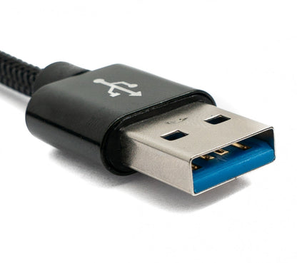USB 3.1 Kabel 1 m Typ C Stecker zu 3.0 Typ A Stecker geflochten Schwarz | System-S