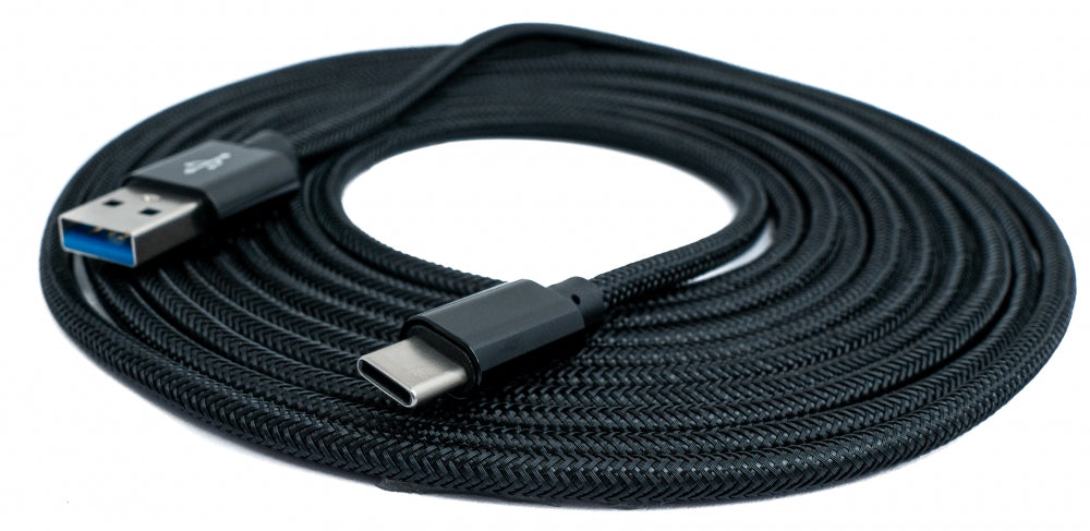 SYSTEM-S USB 3.1 Kabel 3 m Typ C Stecker zu 3.0 Typ A Stecker  Kabel geflochten Schwarz - DREIKS