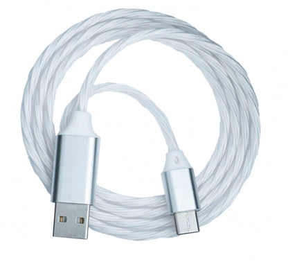 SYSTEM-S USB 3.1 leuchtendes Kabel 1 m Typ C Stecker zu 2.0 A Stecker in Regenbogen - DREIKS