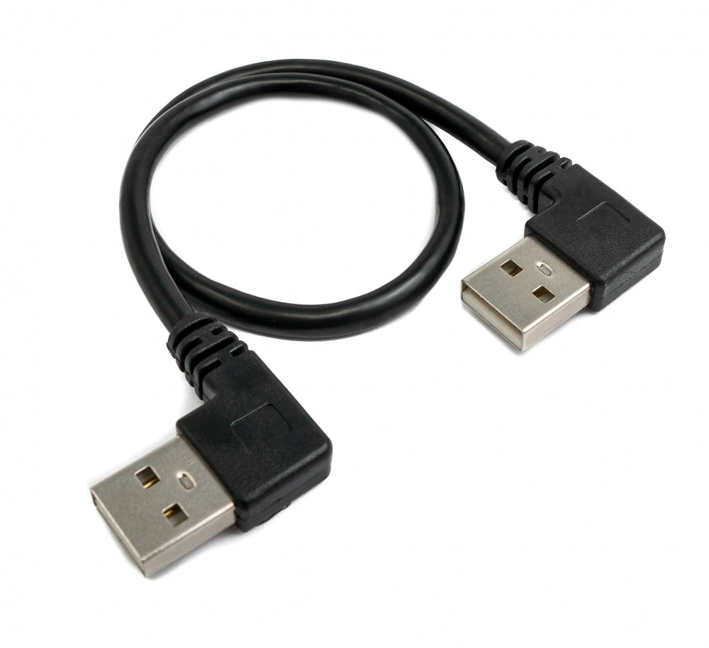 USB 2.0 Kabel 30 cm Typ A Stecker zu Stecker Winkel in Schwarz | System-S