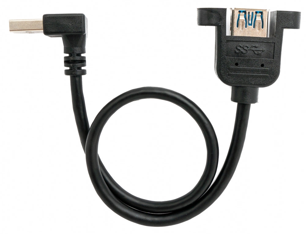 SYSTEM-S USB 3.0 cable 30 cm Type A female to male screw angle black