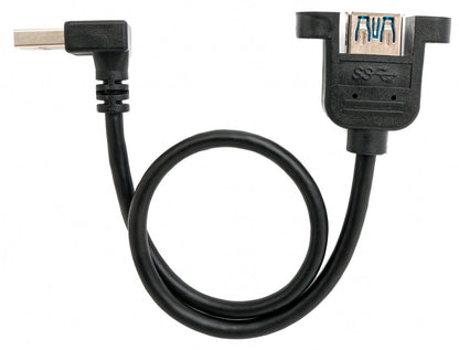 SYSTEM-S USB 3.0 cable 30 cm Type A female to male screw angle black