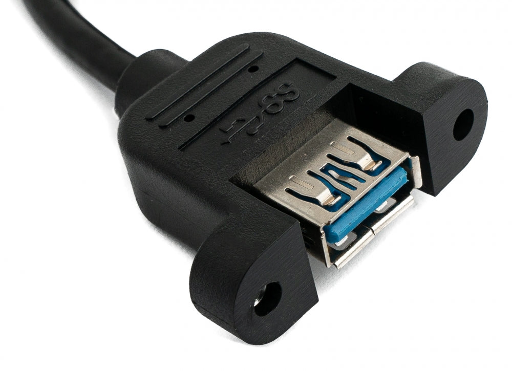 SYSTEM-S USB 3.0 cable 30 cm Type A female to male screw angle black