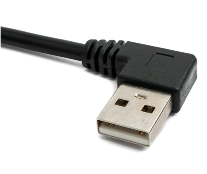 USB 2.0 Kabel 30 cm Typ A Stecker zu Buchse Rechts Winkel in Schwarz | System-S