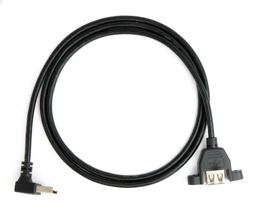 USB 2.0 Kabel 100 cm Typ A Buchse zu Stecker Schraube Winkel Schwarz | System-S