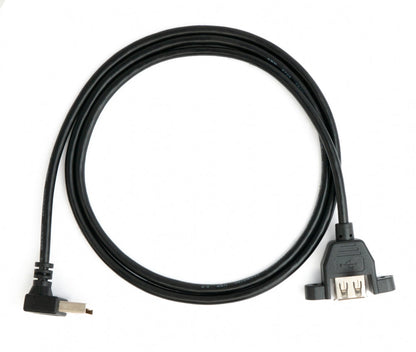 USB 2.0 Kabel 100 cm Typ A Buchse zu Stecker Schraube Winkel Schwarz | System-S