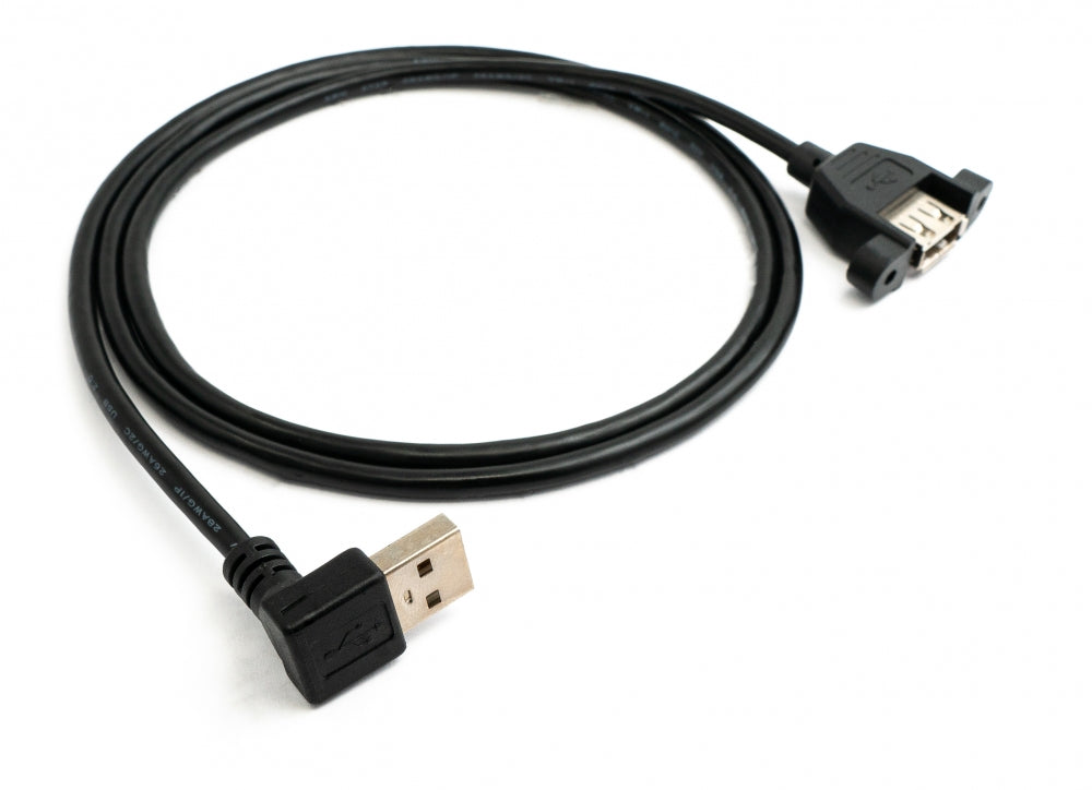 USB 2.0 Kabel 100 cm Typ A Buchse zu Stecker Schraube Winkel Schwarz | System-S