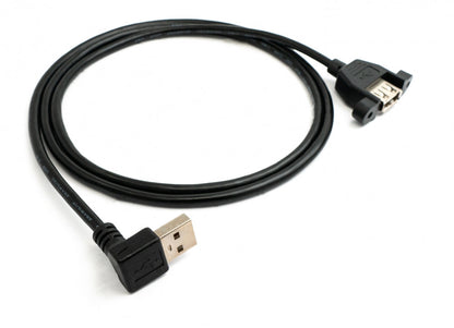 USB 2.0 Kabel 100 cm Typ A Buchse zu Stecker Schraube Winkel Schwarz | System-S