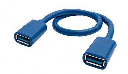USB 3.0 Kabel 30 cm Typ A Buchse zu Buchse in Blau | System-S