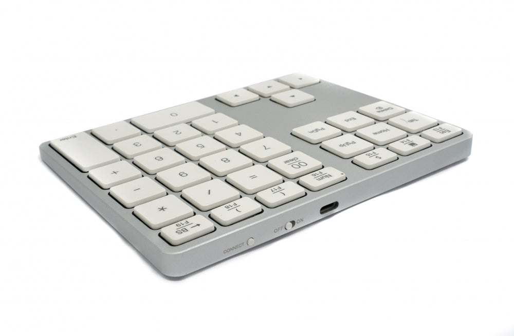 SYSTEM-S Numpad Bluetooth 3 2.4 GHz numeric keypad keyboard with battery USB in white