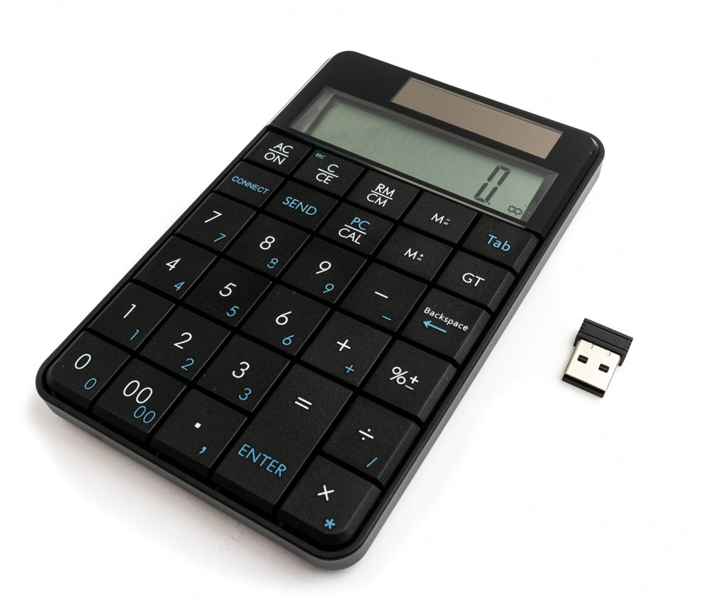Numpad Taschenrechner 2 in 1 Solar Tastatur Ziffernblock mit USB in Schwarz | System-S