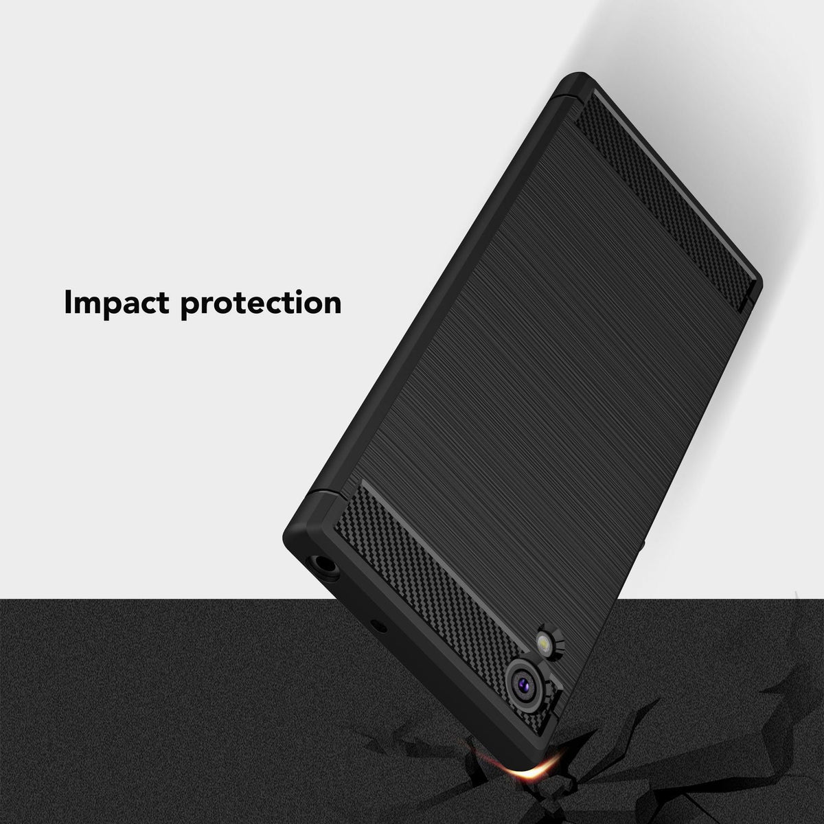 NALIA Silikonhülle für Sony Xperia XA1 – Rutschfest & Matt – VORTEX (Gebürstete Optik & Carbon Design) – Marke aus Berlin