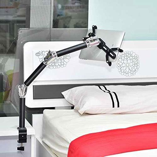 SYSTEM-S Universal Schwanenhals Tisch Halterung Halter 3-Gelenkiger Haltearm für Tablet Pc's eBook Reader in Schwarz - DREIKS