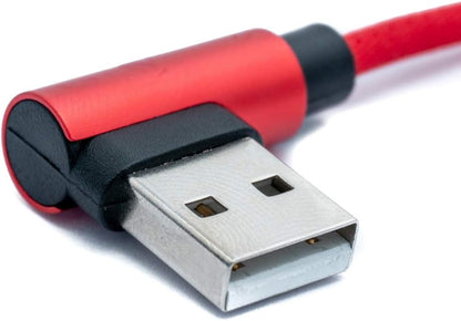 SYSTEM-S USB 3.1 Kabel 100 cm Typ C Stecker zu 2.0 A Stecker Winkel geflochten in Rot - DREIKS