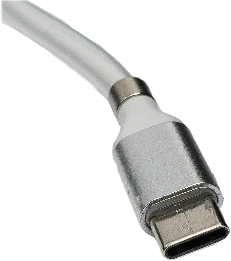 SYSTEM-S USB 3.1 selbstaufrollendes Kabel 1 m Typ C Stecker zu 2.0 Typ A Stecker in Weiß - DREIKS