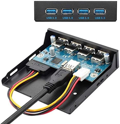 System-S USB HUB Typ A 3.0 4 Anschlüsse Panel Mount zum Motherboard 20poliges Anschlusskabel für 3,5"-Diskettenschacht - DREIKS