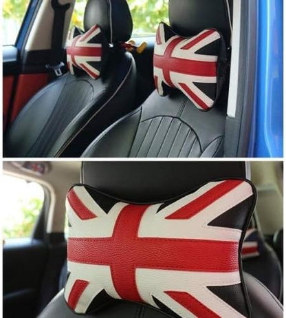 SYSTEM-S KFZ Auto Head Pillow Neck Pillow Cushion Headrest United Kingdom Style Artificial Leather 