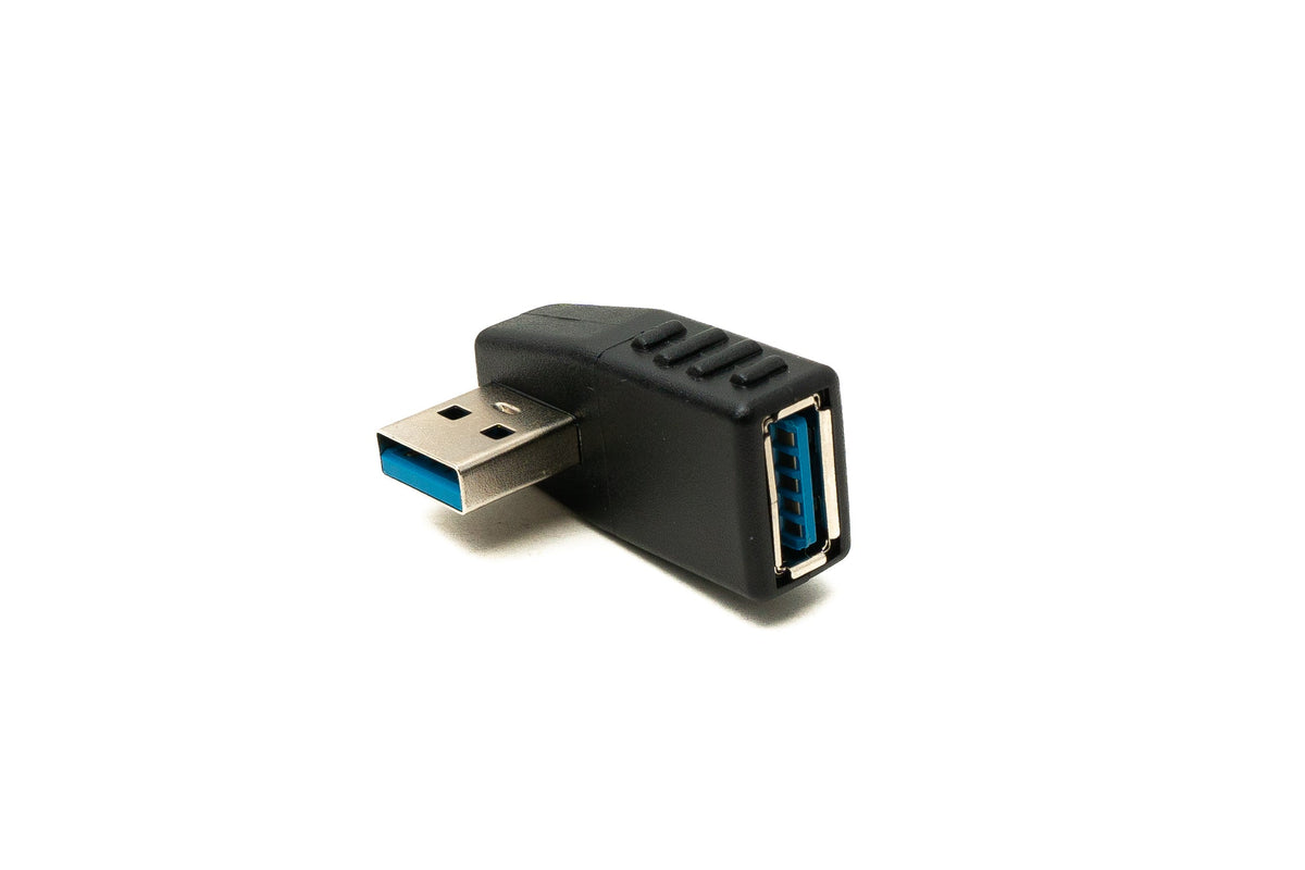 SYSTEM-S USB Type A 3.0 (female) to USB Type A 3.0 (male) 90° right angled angled plug adapter