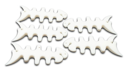 SYSTEM-S Set of 5 cable manager wrap cable winder fish shape silicone winder cable protector in white
