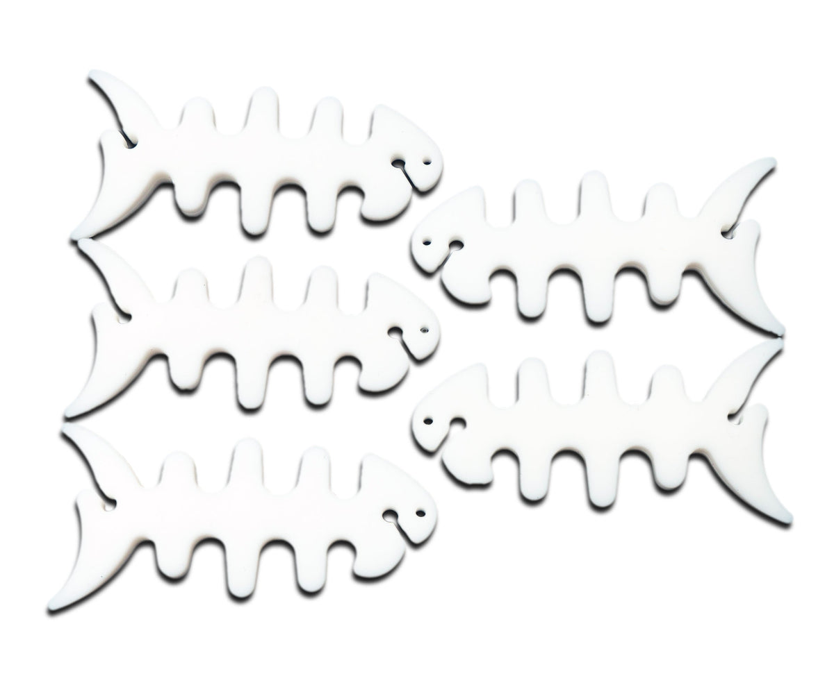SYSTEM-S Set of 5 cable manager wrap cable winder fish shape silicone winder cable protector in white