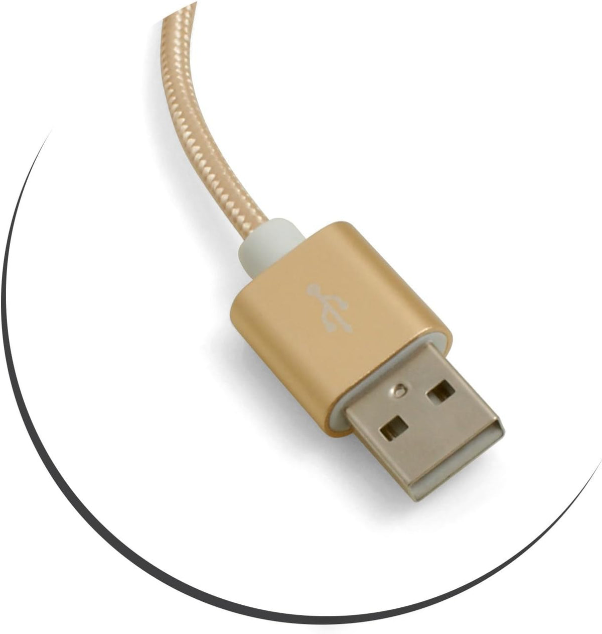 Micro USB Kabel (male) zu USB A 2.0. (male) Adapter Datenkabel Ladekabel 25cm Nylon-Geflochten in der Farbe: Gold | System-S