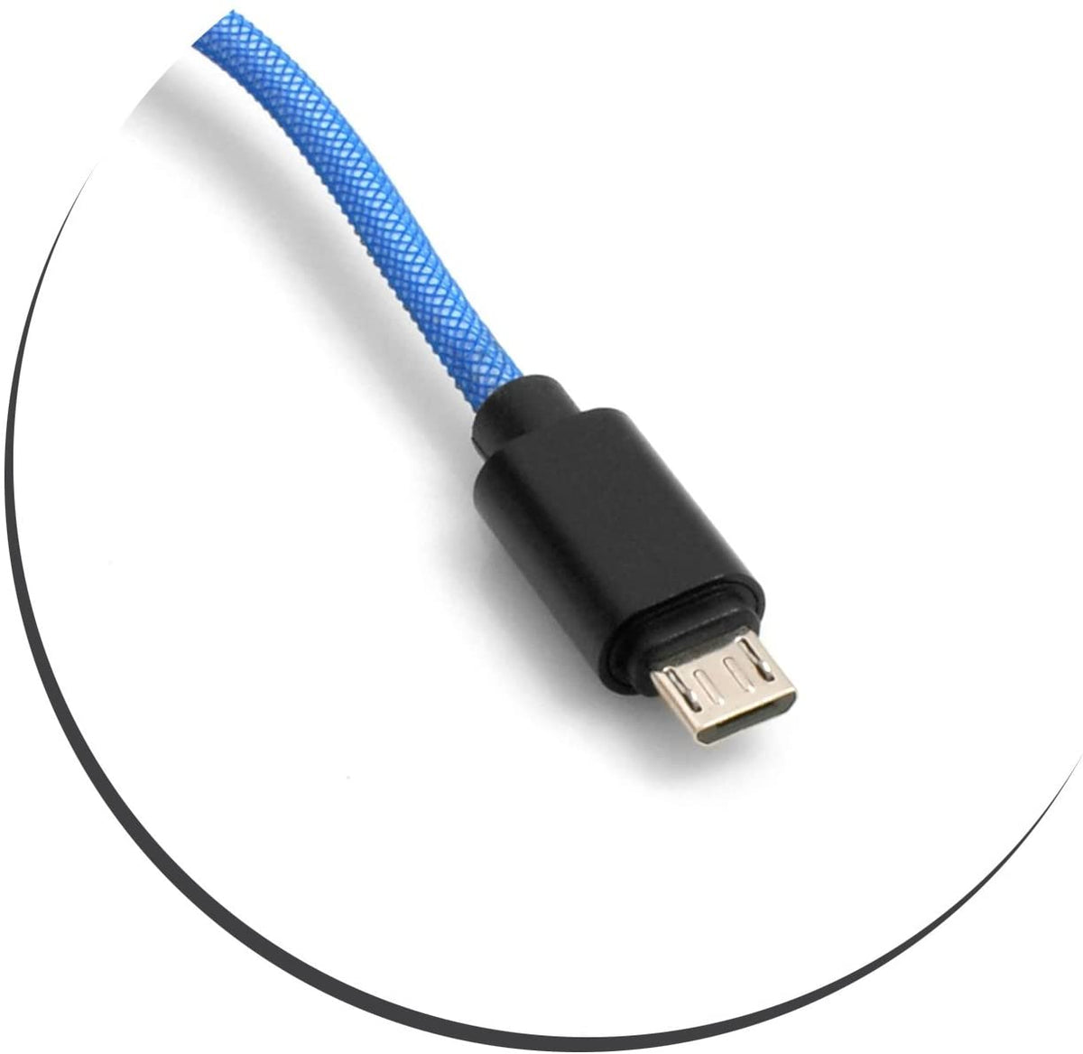System-S Micro USB Cable to USB A 2.0 (Male) 25 cm Braided Nylon Jacket Blue 