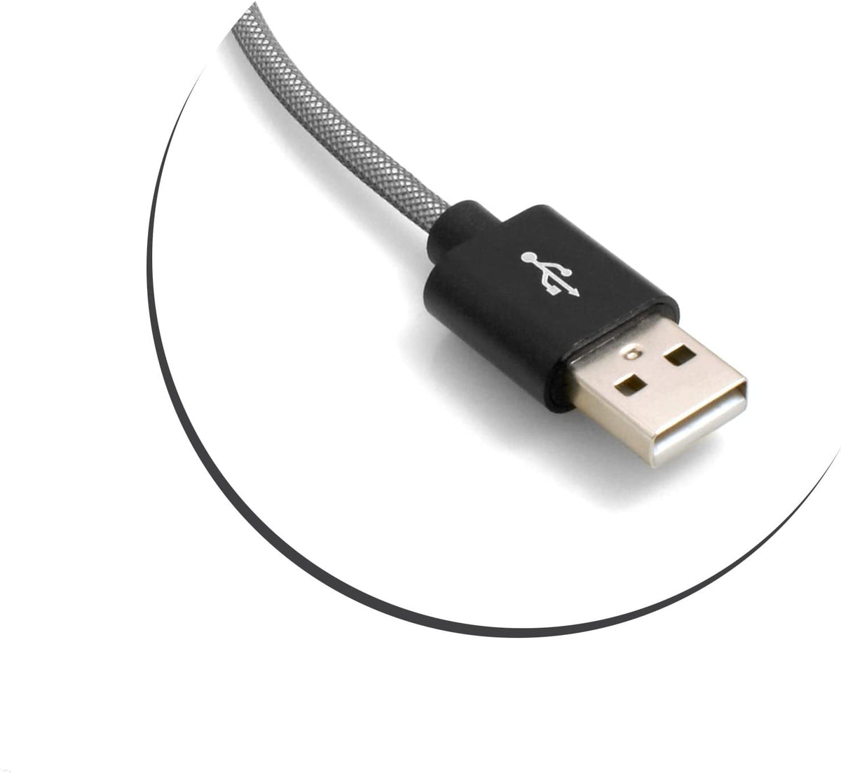 System-S Micro USB (Male) to USB A 2.0 (Male) Cable 25 cm Braided Nylon Jacket Gray 