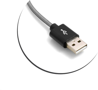 System-S Micro USB (Male) to USB A 2.0 (Male) Cable 25 cm Braided Nylon Jacket Gray 