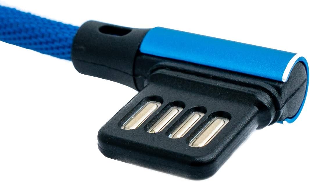 SYSTEM-S USB 3.1 Kabel 3 m Typ C Stecker zu 2.0 A Stecker Winkel  Kabel geflochten Blau - DREIKS