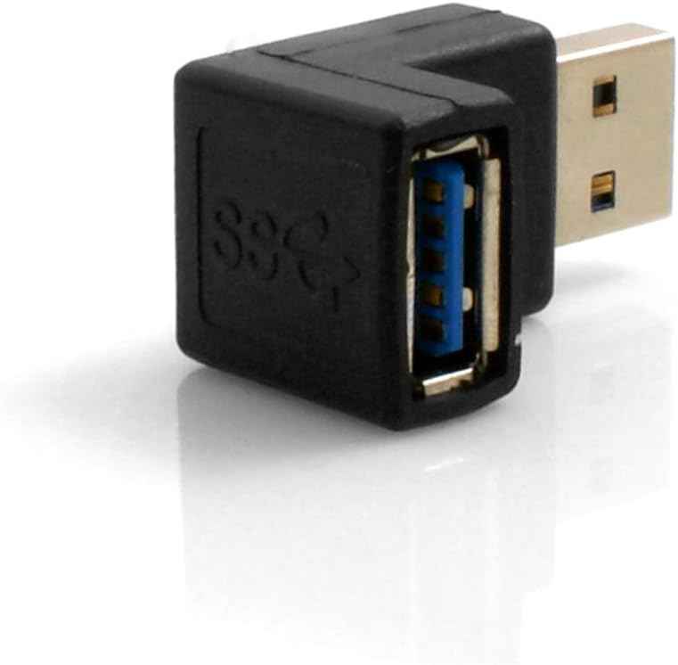 SYSTEM-S USB Typ A 3.0 Eingang (female) auf USB Typ A 3.0 Stecker (male) 90° Abwärtswinkel Links Gewinkelt Adapterkabel Adapterstecker Adapter Converter - DREIKS
