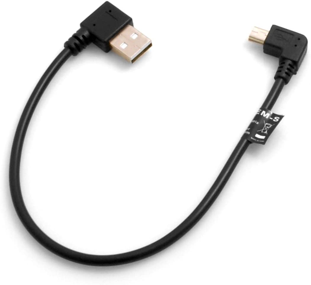 SYSTEM-S Mini USB 90° cable left angled angled plug to USB Type A (Male) 90° right angled cable data cable charging cable 20cm 