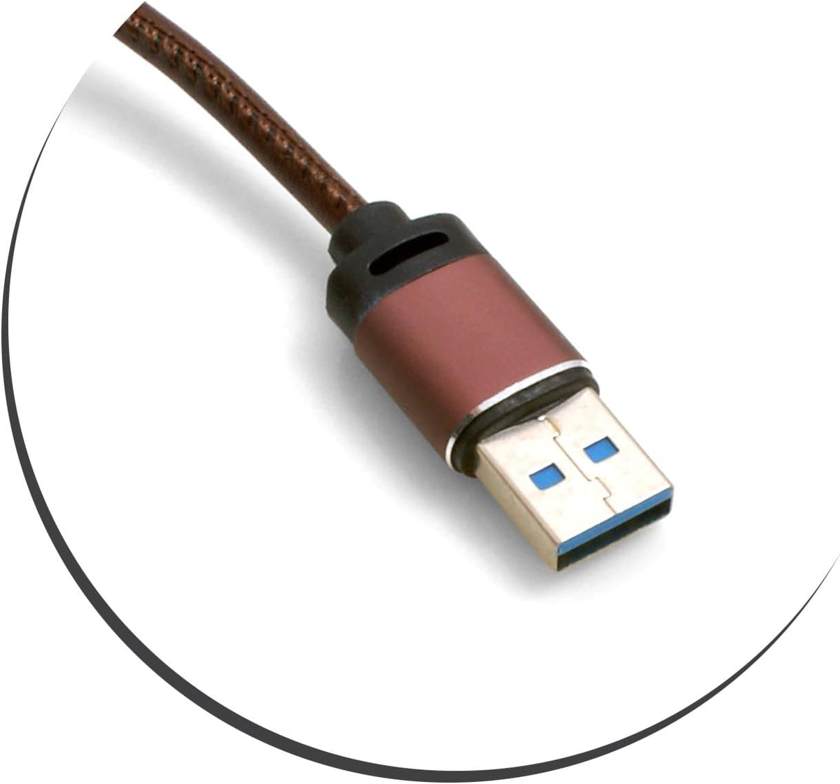SYSTEM-S Micro USB (male) to USB A 3.0 (male) adapter data cable charging cable 25cm leather look in brown 