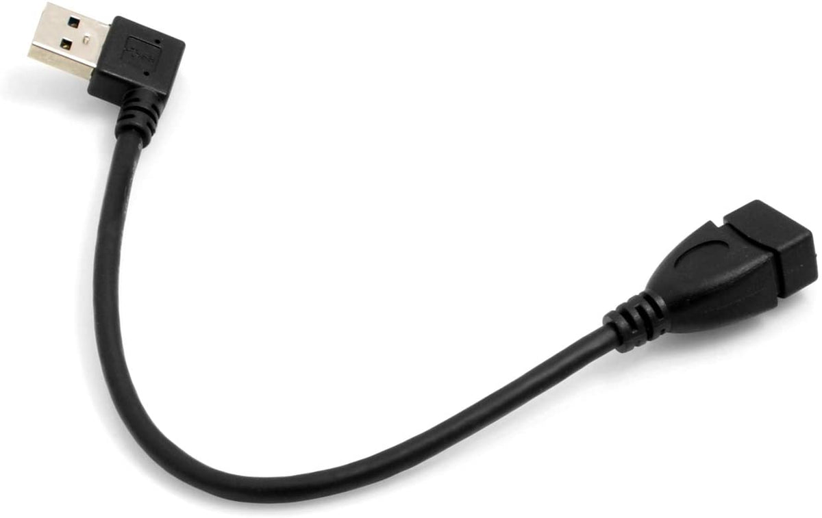 System-S USB cable 23cm Type A 3.0 (female) to USB Type A 3.0 (male) 90 degrees right angled 23cm, black 