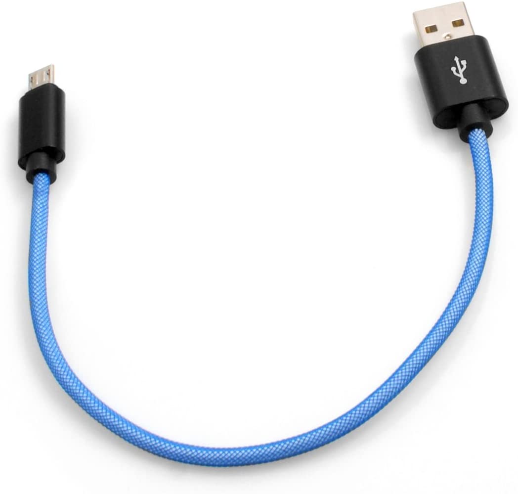 System-S Micro USB Cable to USB A 2.0 (Male) 25 cm Braided Nylon Jacket Blue 