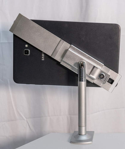 SYSTEM-S table mount with lock fastening metal in grey for tablets from 9" to 13"