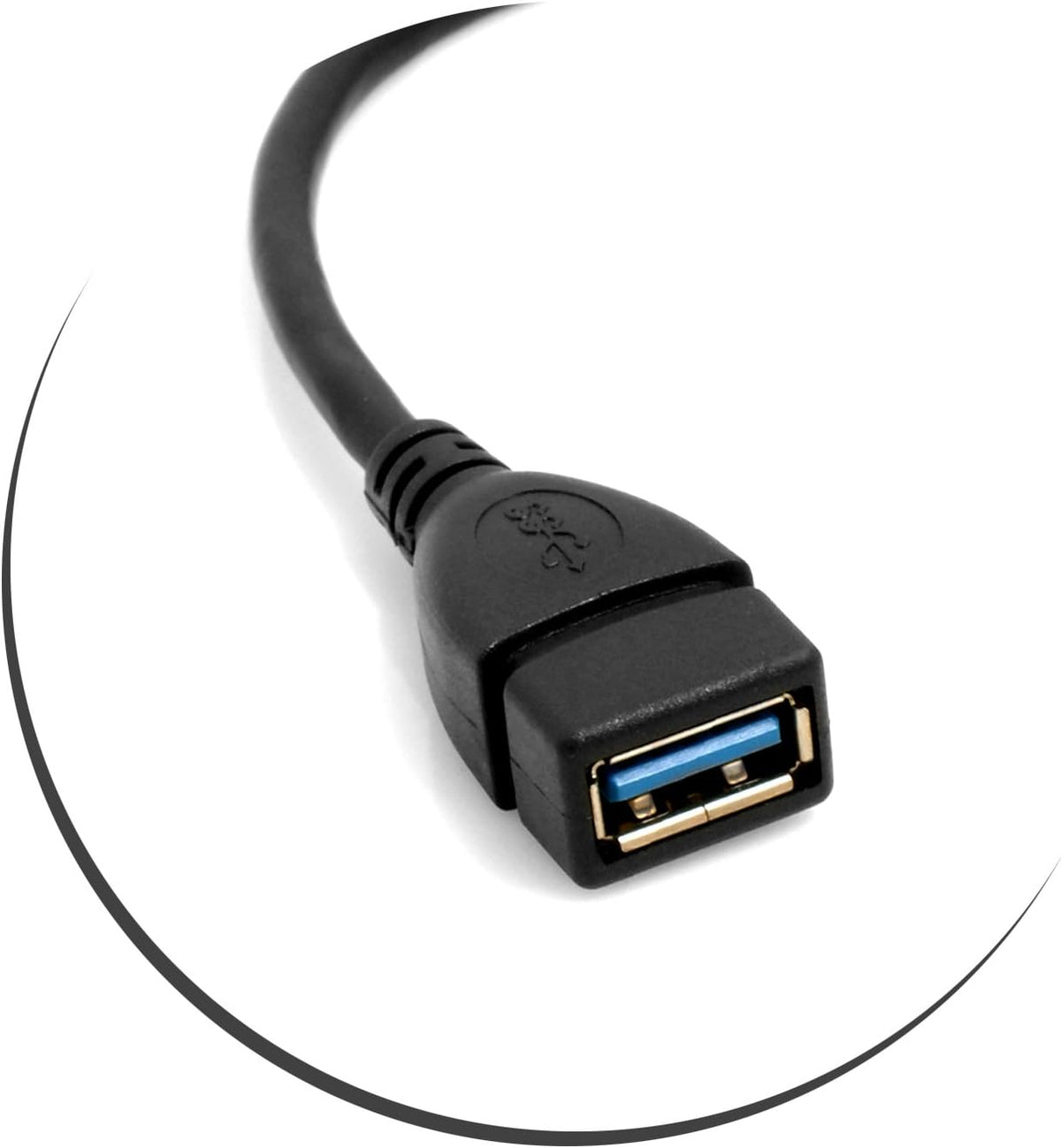 USB Typ A 3.0 (Female) zu USB Typ A 3.0 (Male) 90 Grad gewinkelt Aufwärtswinkel Kabel 23cm Schwarz | System-S