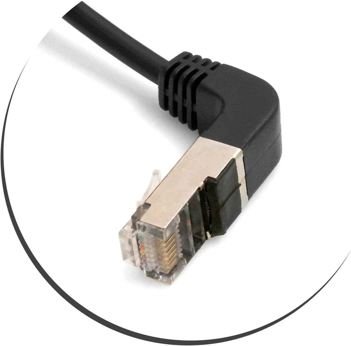 SYSTEM-S Ethernet Netzwerkabel RJ45 auf RJ45 Abwärtswinkel 8P8C FTP STP UTP Cat 5e 50cm - DREIKS