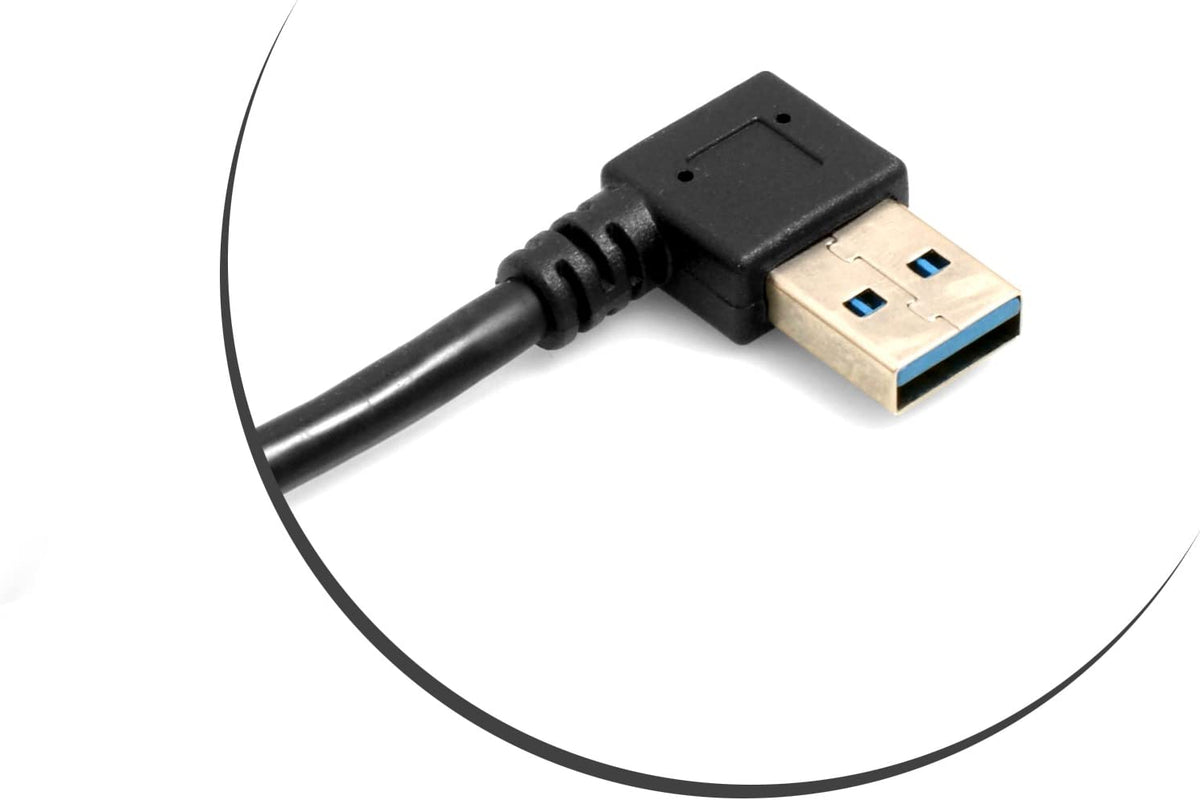 System-S USB cable 23cm Type A 3.0 (female) to USB Type A 3.0 (male) 90 degrees right angled 23cm, black 