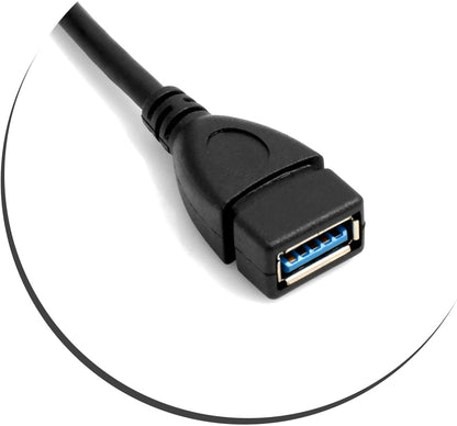 System-S USB cable 23cm Type A 3.0 (female) to USB Type A 3.0 (male) 90 degrees right angled 23cm, black 