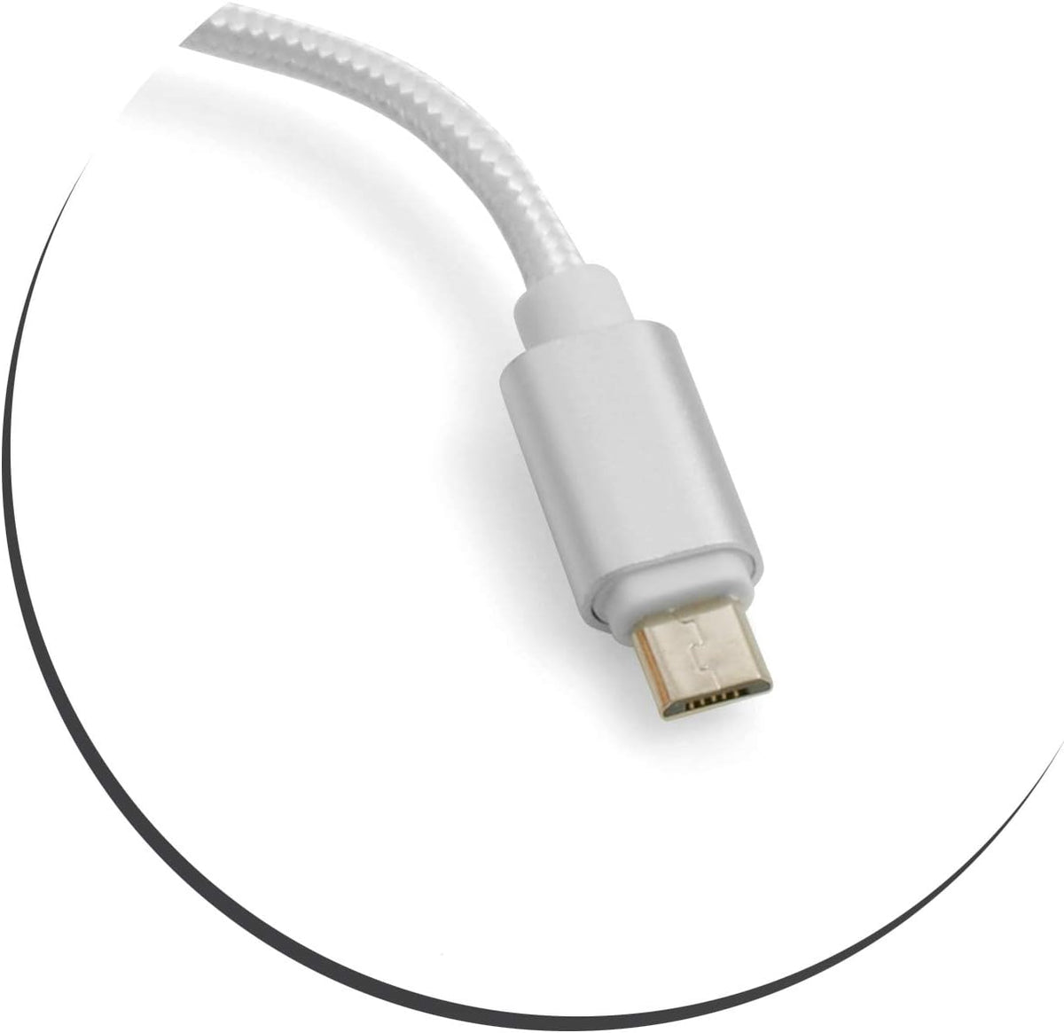 SYSTEM-S Micro USB Kabel (male) zu USB A 2.0. (male) Adapter Datenkabel Ladekabel 25cm Nylon-Geflochten in Weiß-Silber - DREIKS