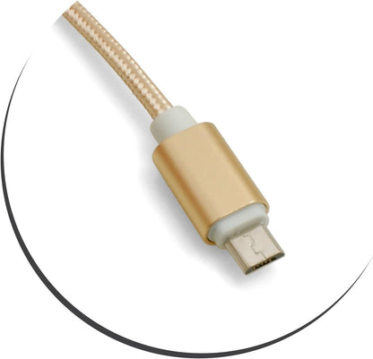 Micro USB Kabel (male) zu USB A 2.0. (male) Adapter Datenkabel Ladekabel 25cm Nylon-Geflochten in der Farbe: Gold | System-S