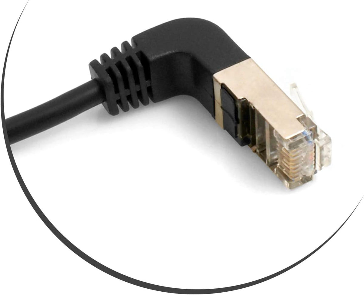 SYSTEM-S Ethernet Netzwerkabel RJ45 Aufwärtswinkel auf RJ45 Buchse Panel Mount  8P8C FTP STP UTP Cat 5e 29cm - DREIKS