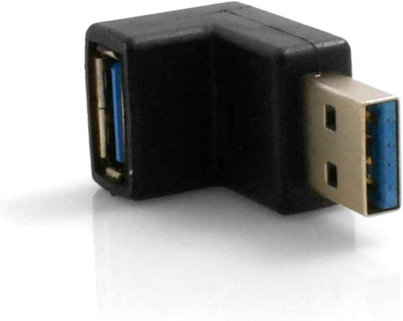 SYSTEM-S USB Typ A 3.0 Eingang (female) auf USB Typ A 3.0 Stecker (male) 90° Abwärtswinkel Links Gewinkelt Adapterkabel Adapterstecker Adapter Converter - DREIKS