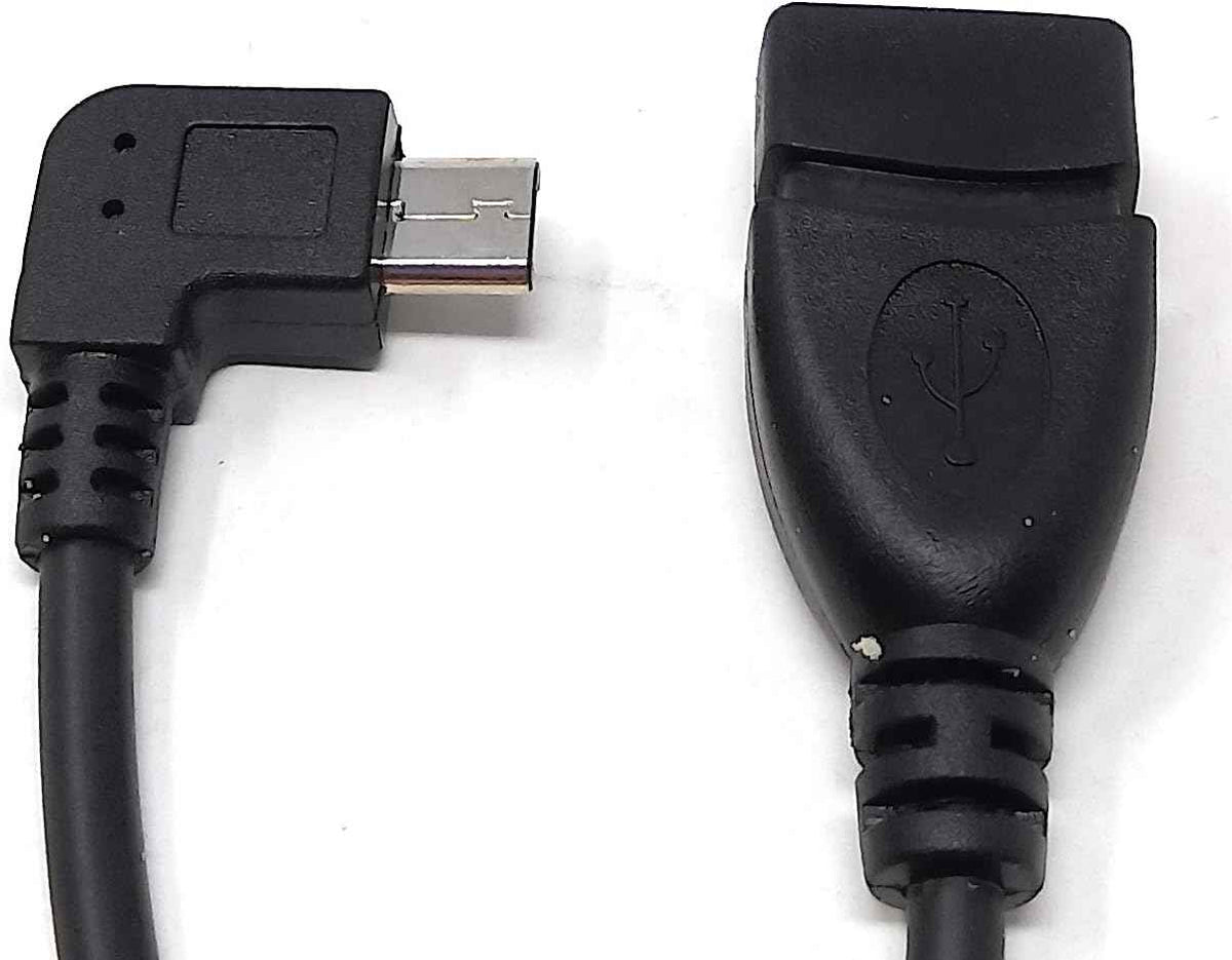 SYSTEM-S USB-OTG-Adapterkabel On-the-go Micro USB 90 Grad rechts gewinkelt 90° Winkelstecker zu USB 2.0 Typ A Host Kabel - DREIKS